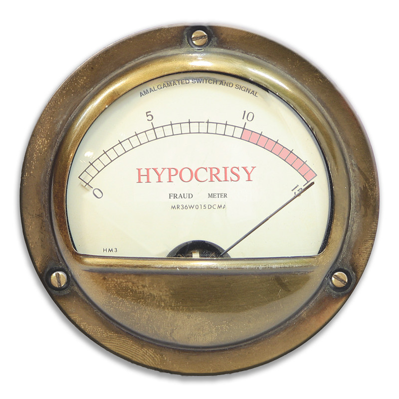 gauge with level indicating FULL hipocrisy